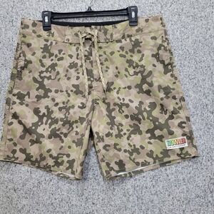 Howler Brothers Heed The Call Boardshorts Mens 34 Camo Swim Trunks Orange Pocket